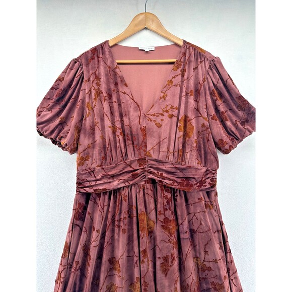 Baltic Born Leslie Dress Size 1XL Dusty Clove Velvet Burnout Maxi Short Sleeve - Picture 4 of 16